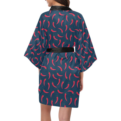 Chilli Pepper Pattern Print Design 03 Women's Short Kimono