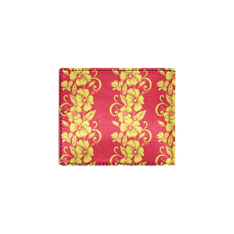 Orange Hibiscus Pattern Print Design HB018 Men's ID Card Wallet