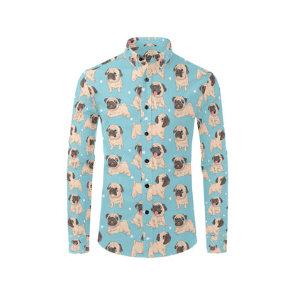 Pug Pattern Print Design A03 Men's Long Sleeve Shirt