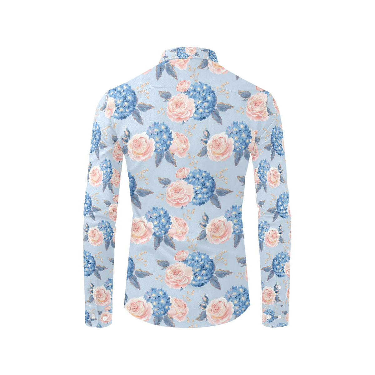 Hydrangea Pattern Print Design HD06 Men's Long Sleeve Shirt