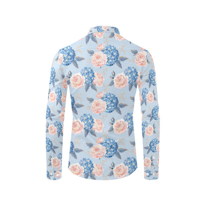 Hydrangea Pattern Print Design HD06 Men's Long Sleeve Shirt