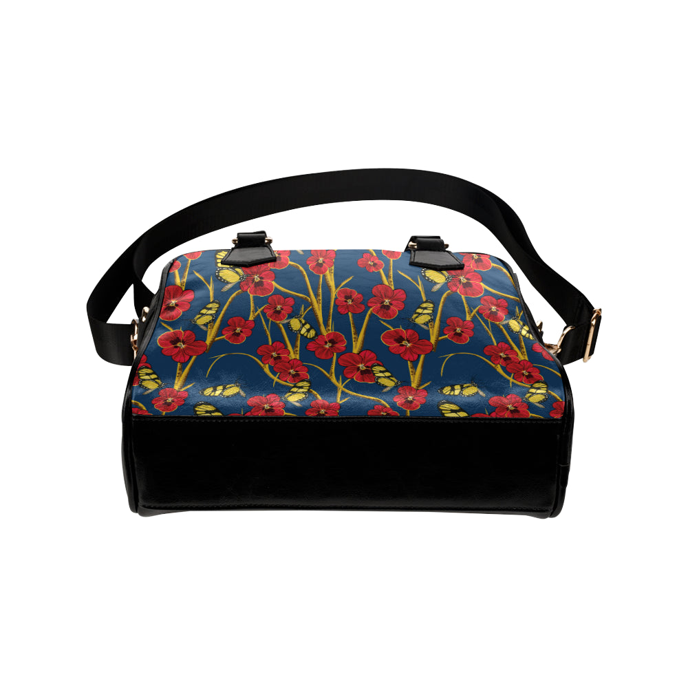 Pansy Pattern Print Design A01 Shoulder Handbag