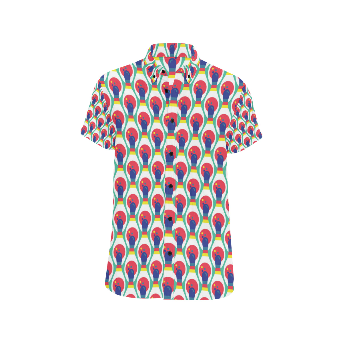 Bowling Pattern Print Design 05 Men's Short Sleeve Button Up Shirt