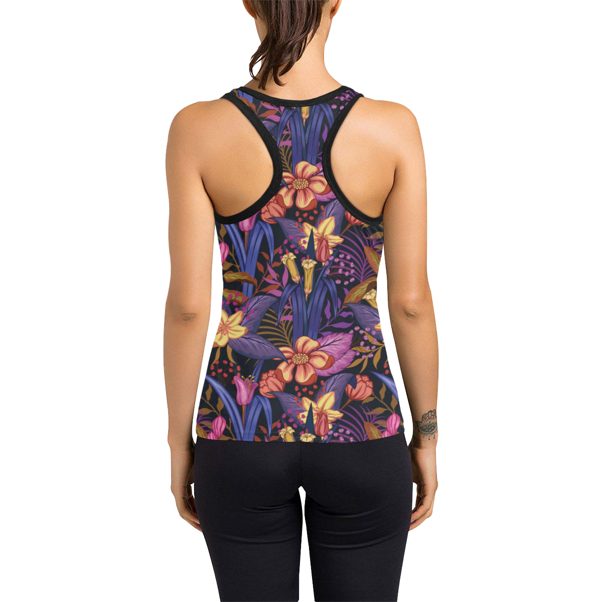 Lily Pattern Print Design LY016 Women's Racerback Tank Top