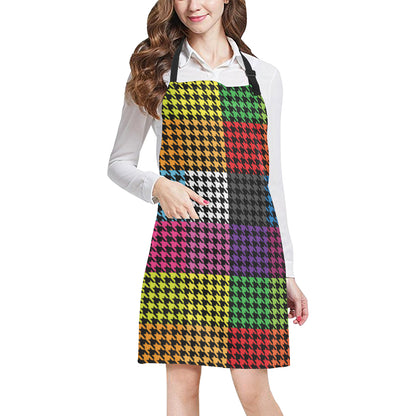Houndstooth Colorful Pattern Print Design 01 Apron with Pocket