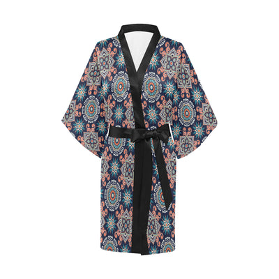 Bohemian Pattern Print Design 02 Women's Short Kimono