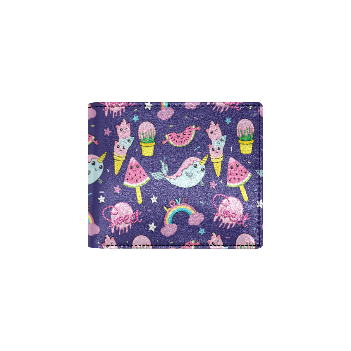 Narwhal Cute Pattern Print Design 02 Men's ID Card Wallet
