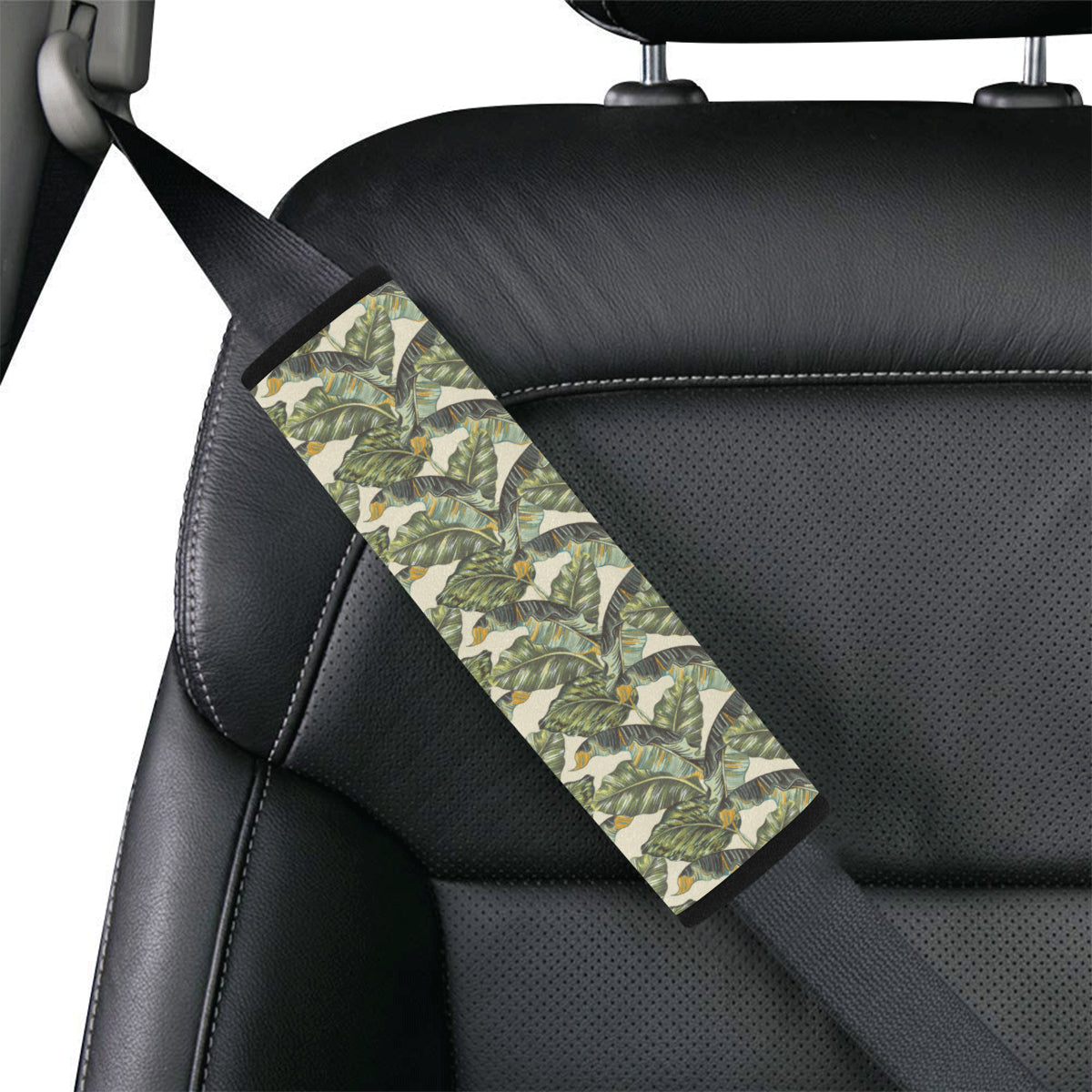 Banana Leaf Pattern Print Design 04 Car Seat Belt Cover
