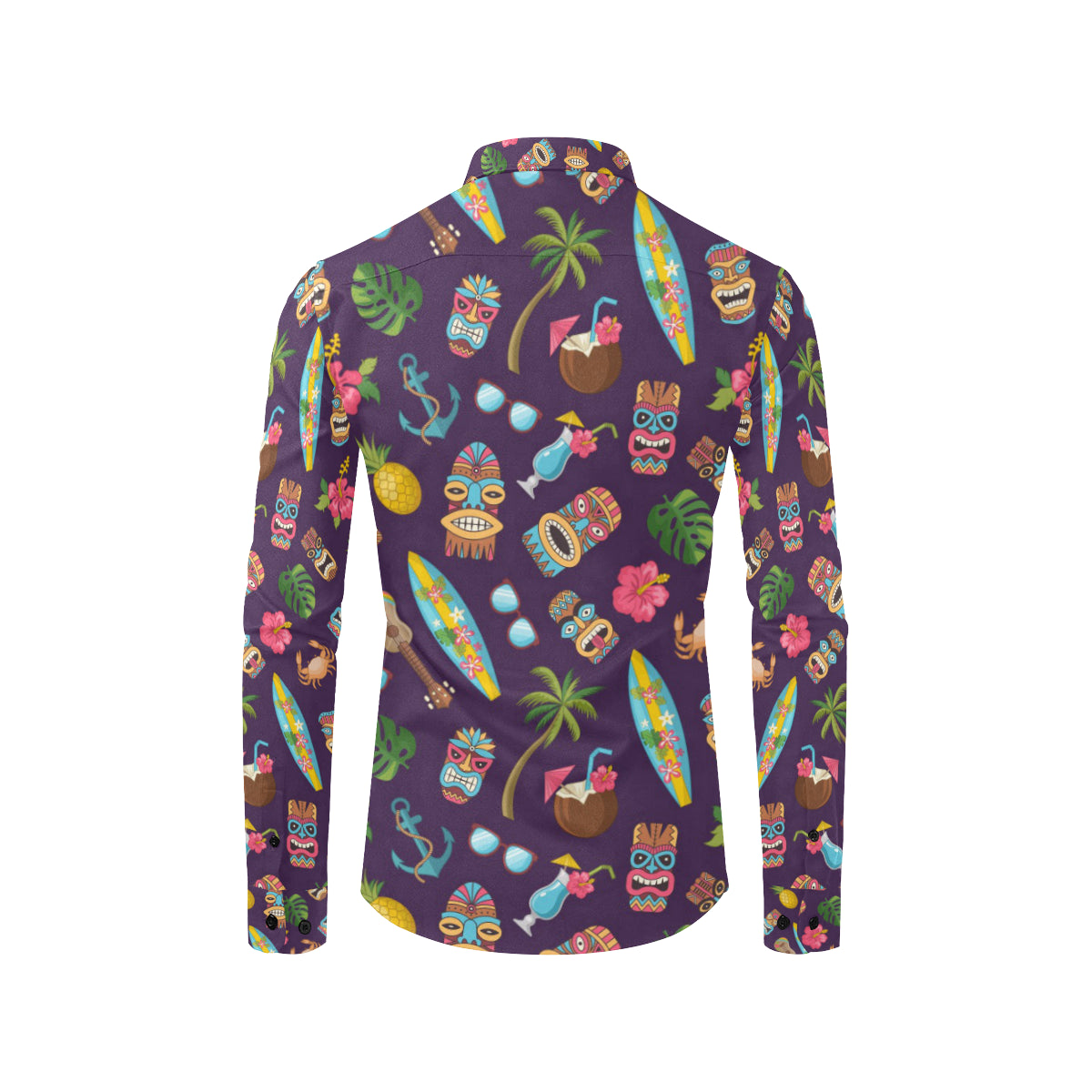 Hawaiian Themed Pattern Print Design H024 Men's Long Sleeve Shirt