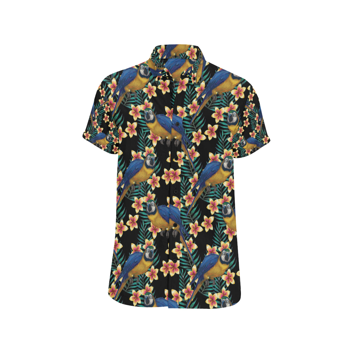 Macaw Pattern Print Design 01 Men's Short Sleeve Button Up Shirt