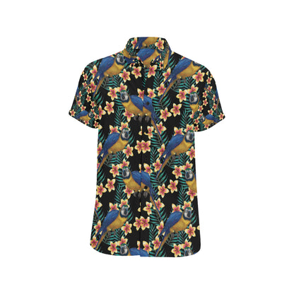 Macaw Pattern Print Design 01 Men's Short Sleeve Button Up Shirt