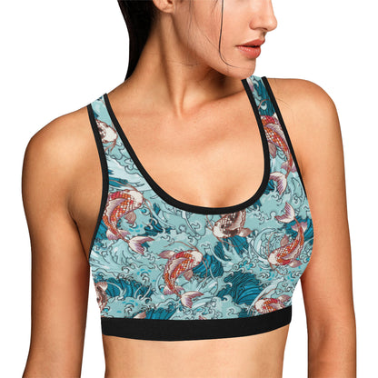 KOI Fish Pattern Print Design 05 Sports Bra