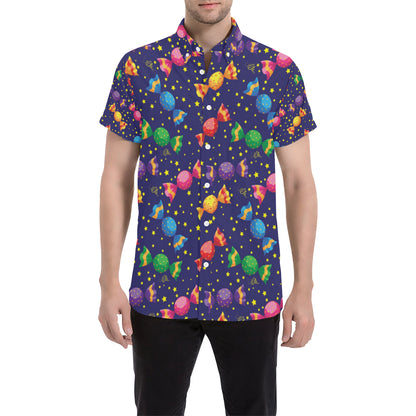Candy Pattern Print Design CA06 Men's Short Sleeve Button Up Shirt