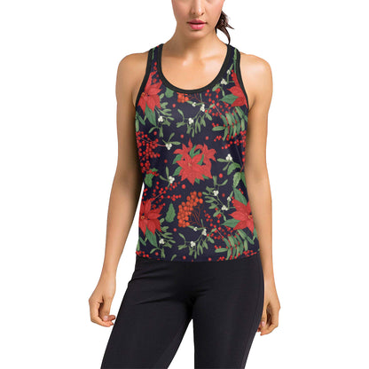 Poinsettia Pattern Print Design POT02 Women's Racerback Tank Top
