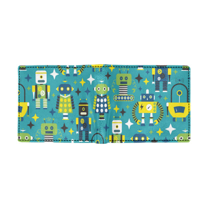 Robot Pattern Print Design A02 Men's ID Card Wallet