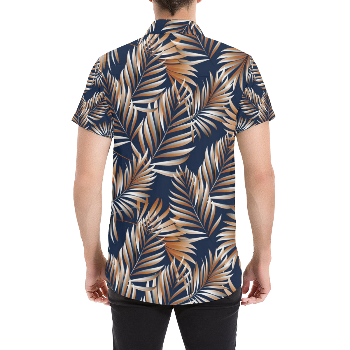 Tropical Flower Pattern Print Design TF07 Men's Short Sleeve Button Up Shirt