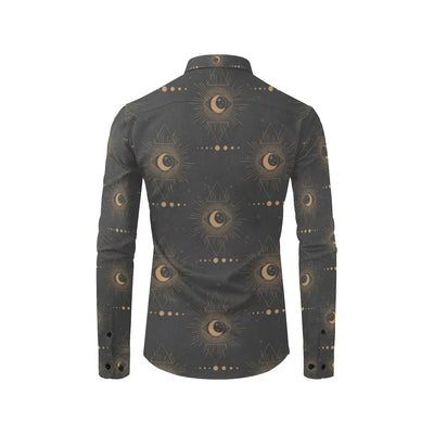 Moon Boho Pattern Print Design 02 Men's Long Sleeve Shirt