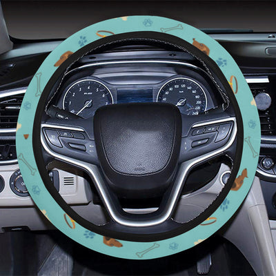 Dachshund Paw Decorative Print Pattern Steering Wheel Cover with Elastic Edge