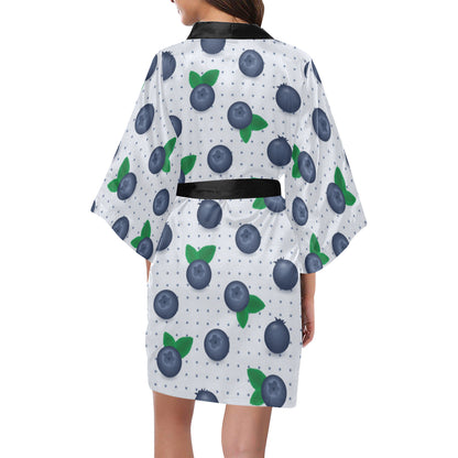Blueberry Pattern Print Design BB02 Women's Short Kimono
