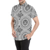 Polynesian Tribal Mask Men's Short Sleeve Button Up Shirt