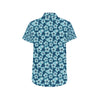 Hibiscus Flower Hawaiian Themed Men's Short Sleeve Button Up Shirt