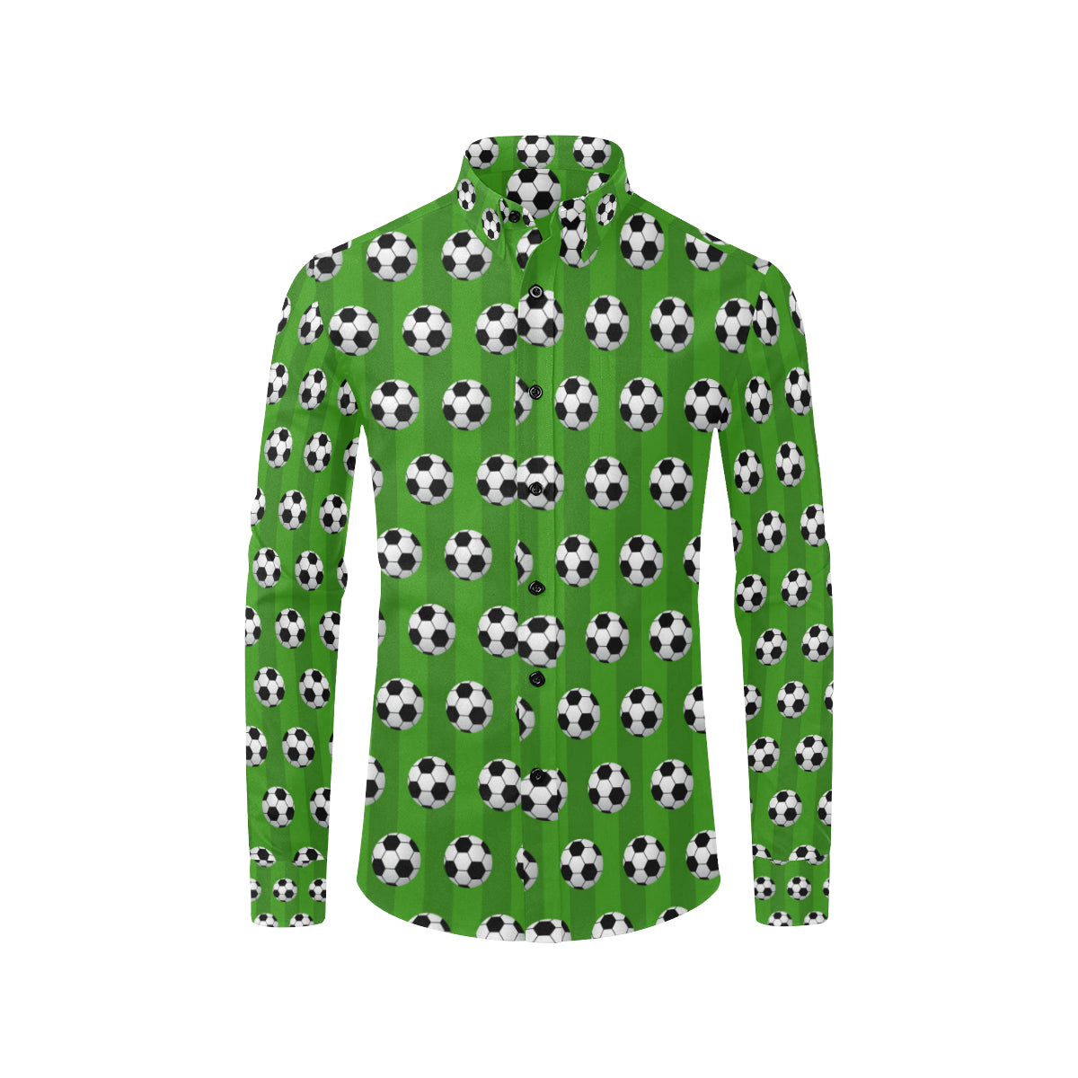 Soccer Ball Green Backgrpund Print Men's Long Sleeve Shirt