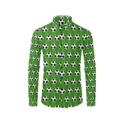 Soccer Ball Green Backgrpund Print Men's Long Sleeve Shirt