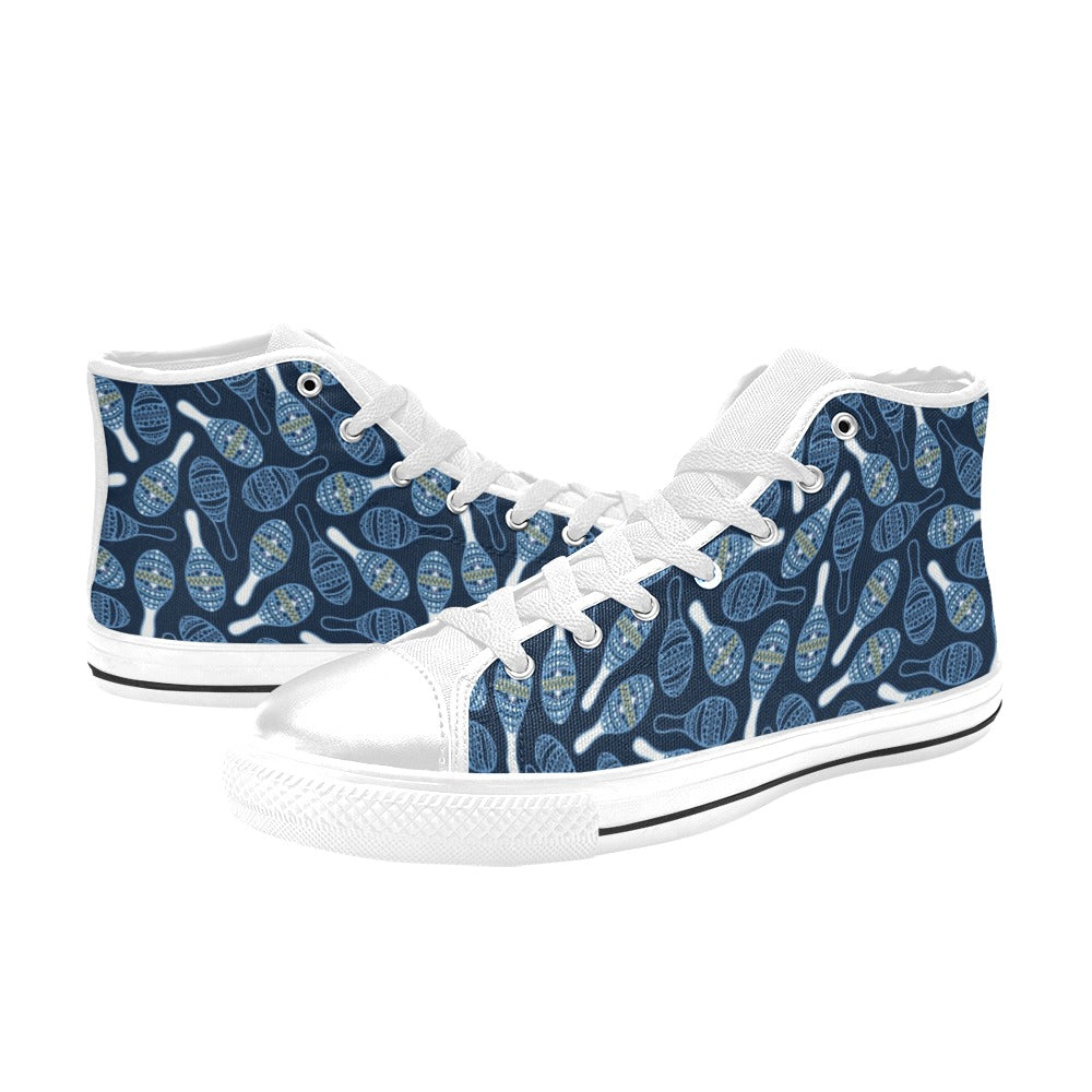 Maracas Print Design LKS401 High Top Women's White Shoes