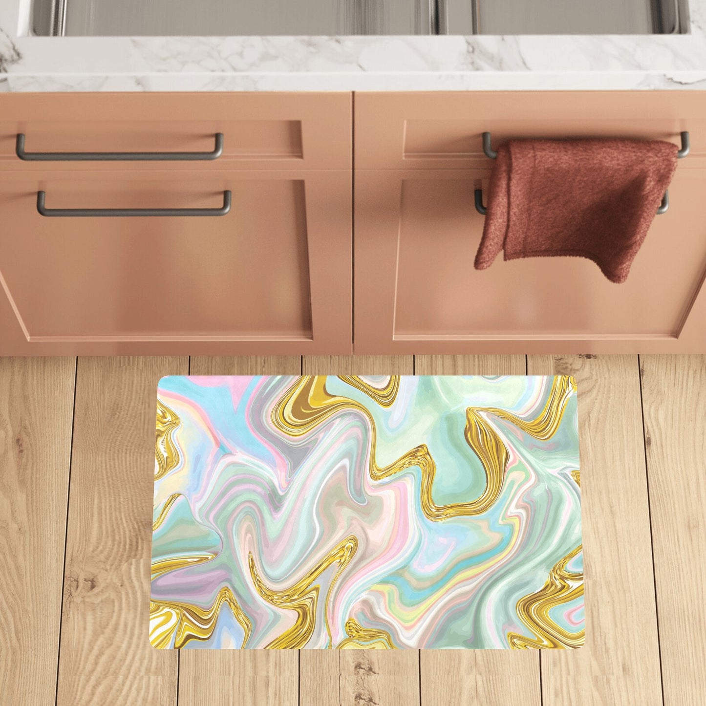 Gold Sweet Marble Kitchen Mat
