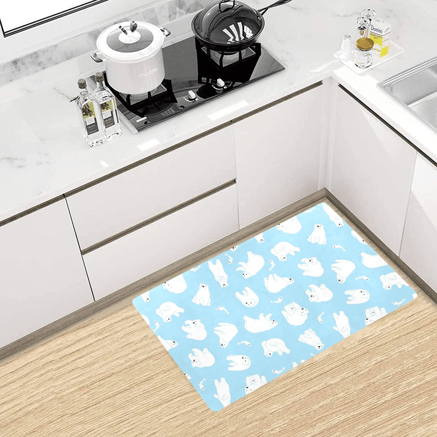 Polar Bear Pattern Print Design PB01 Kitchen Mat