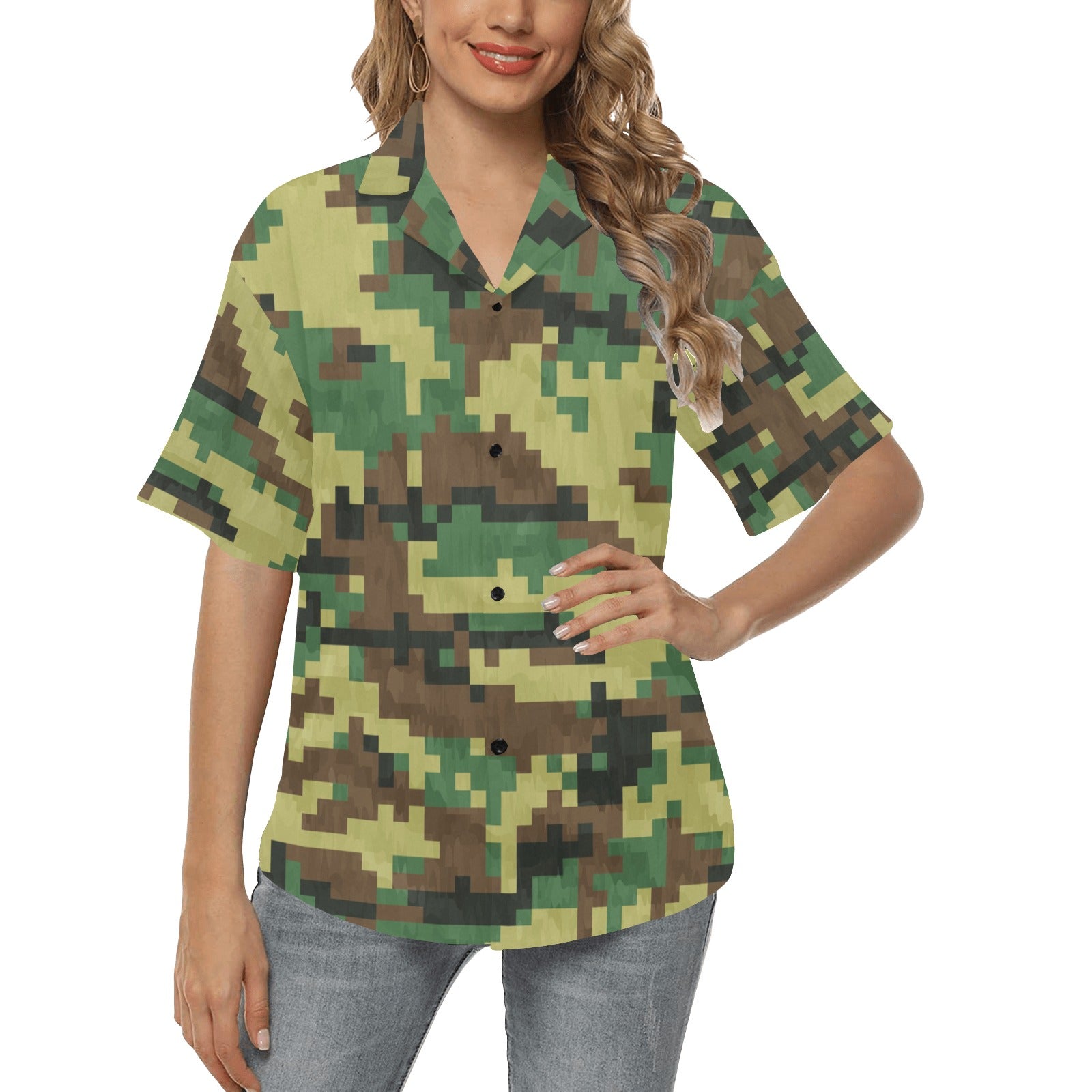 ACU Army Digital Pattern Print Design 02 Women's Hawaiian Shirt