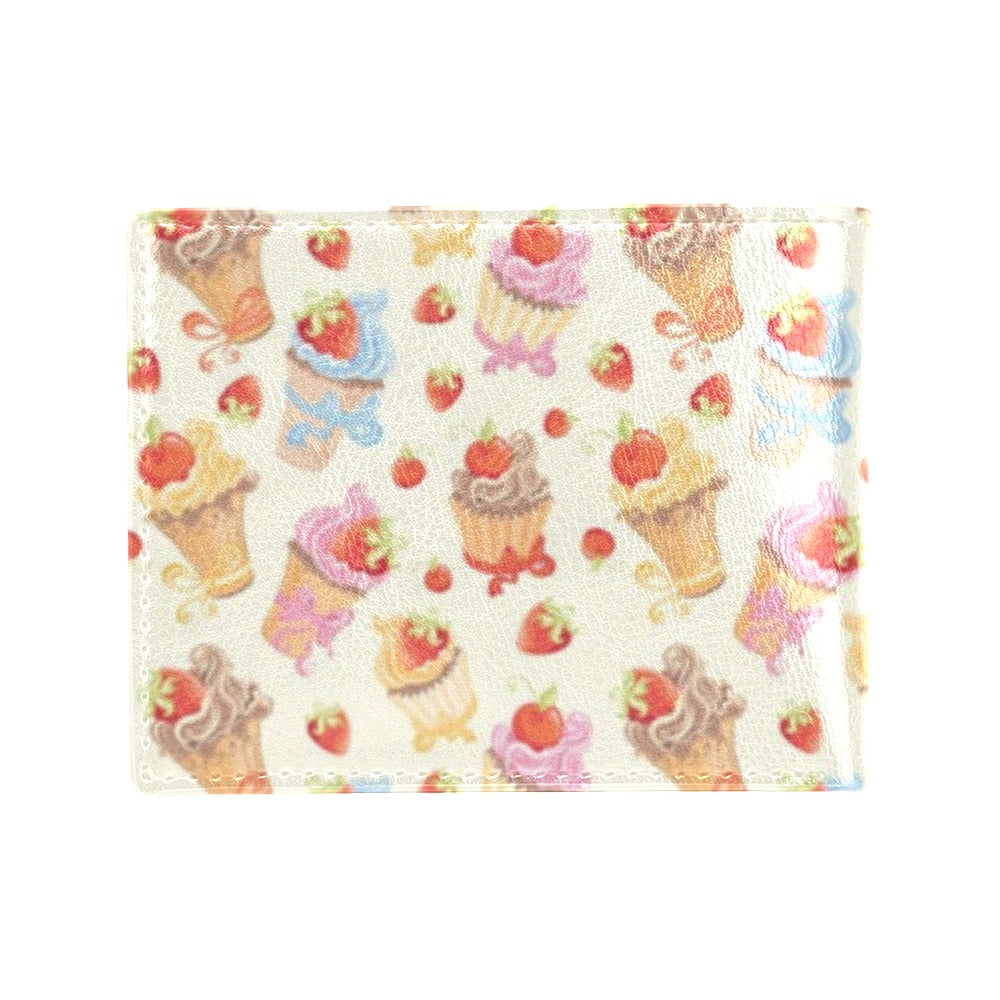 Cupcakes Strawberry Cherry Print Men's ID Card Wallet