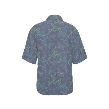 Flying Fish Pattern Print Design 02 Women's Hawaiian Shirt