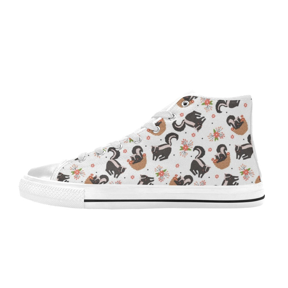 Skunk Print Design LKS304 High Top Women's White Shoes