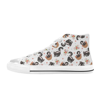 Skunk Print Design LKS304 High Top Women's White Shoes