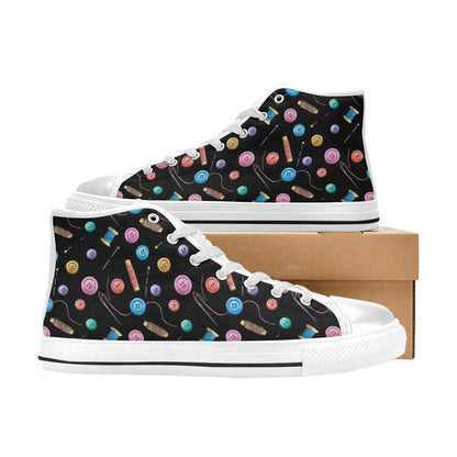 Sewing Print Design LKS309 High Top Women's White Shoes