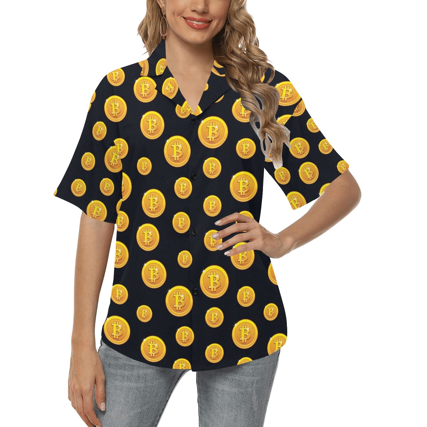 Bitcoin Pattern Print Design DO04 Women's Hawaiian Shirt