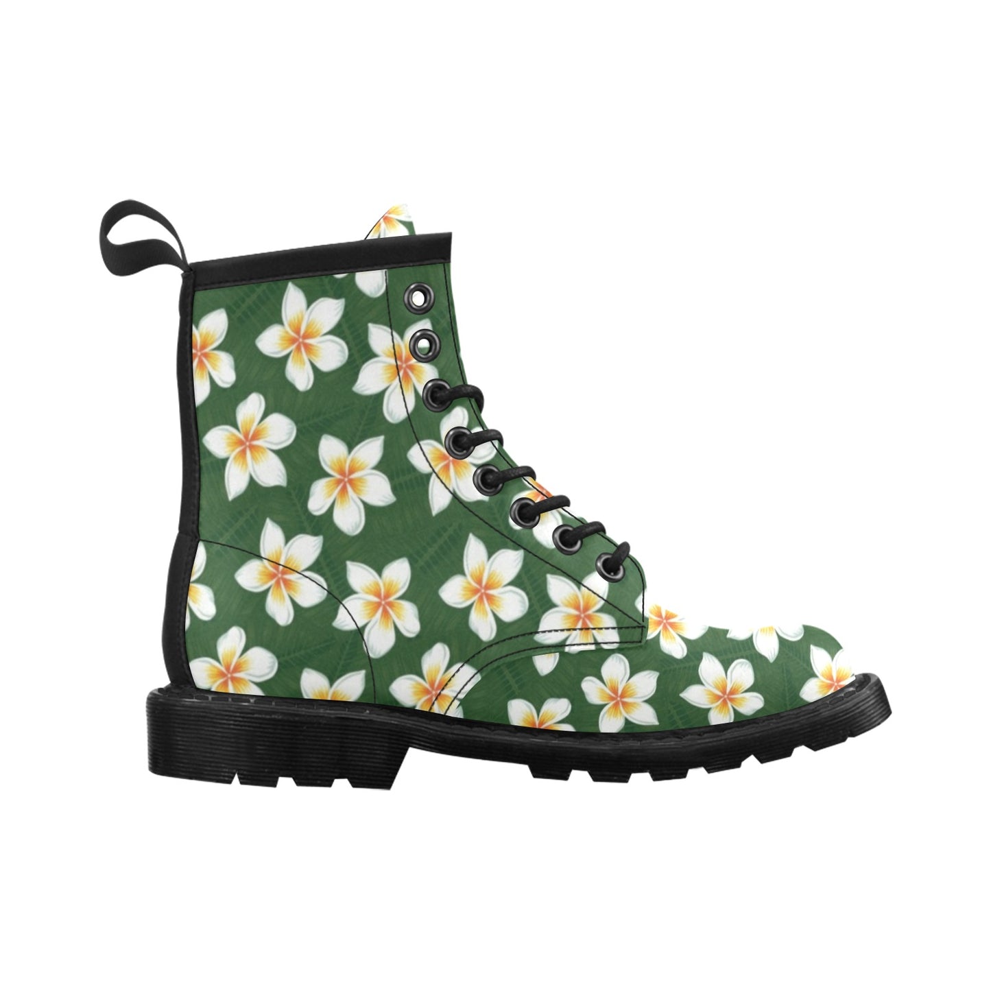 White Plumeria Pattern Print Design PM020 Women's Boots