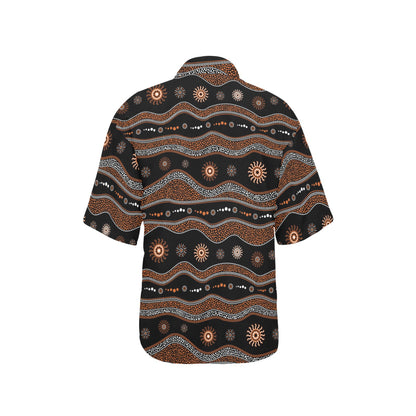 Aboriginal Print Design LKS404 Women's Hawaiian Shirt