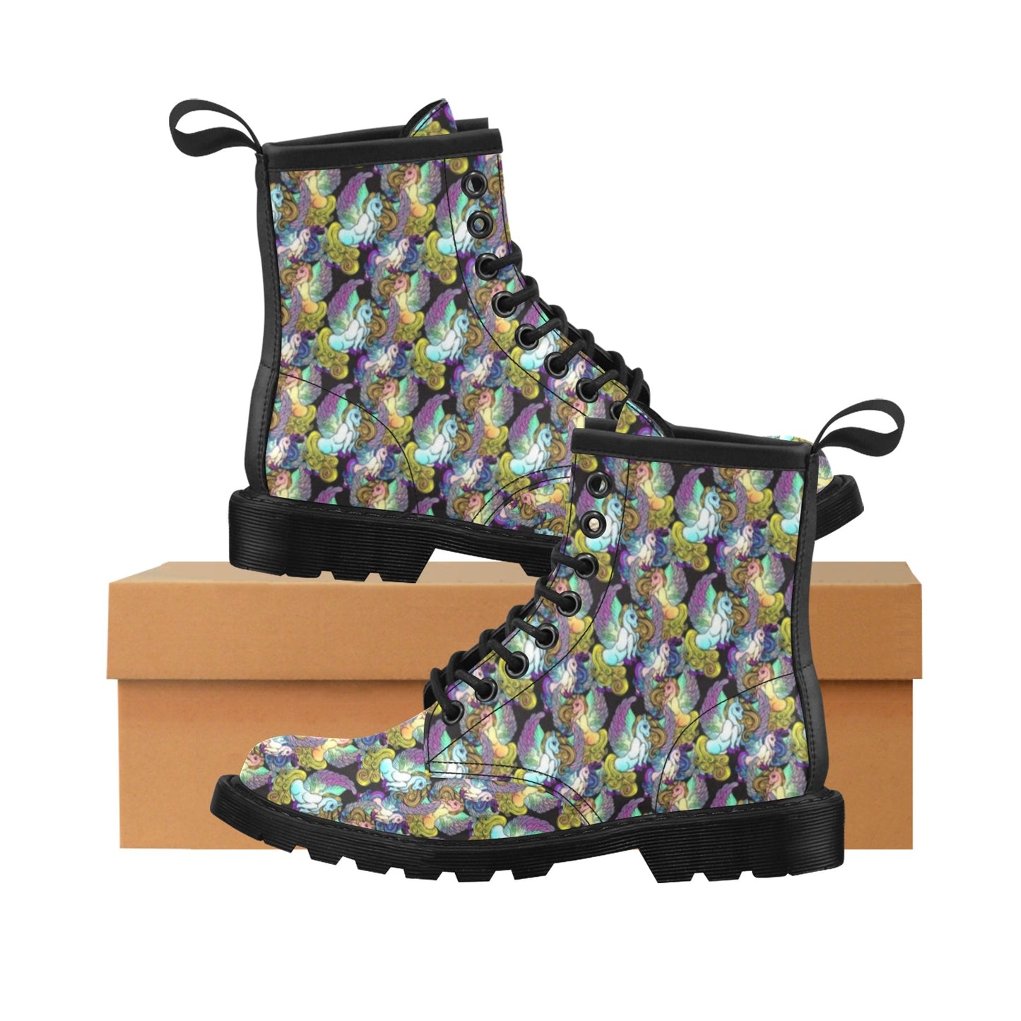 Unicorn With Wings Print Pattern Women's Boots