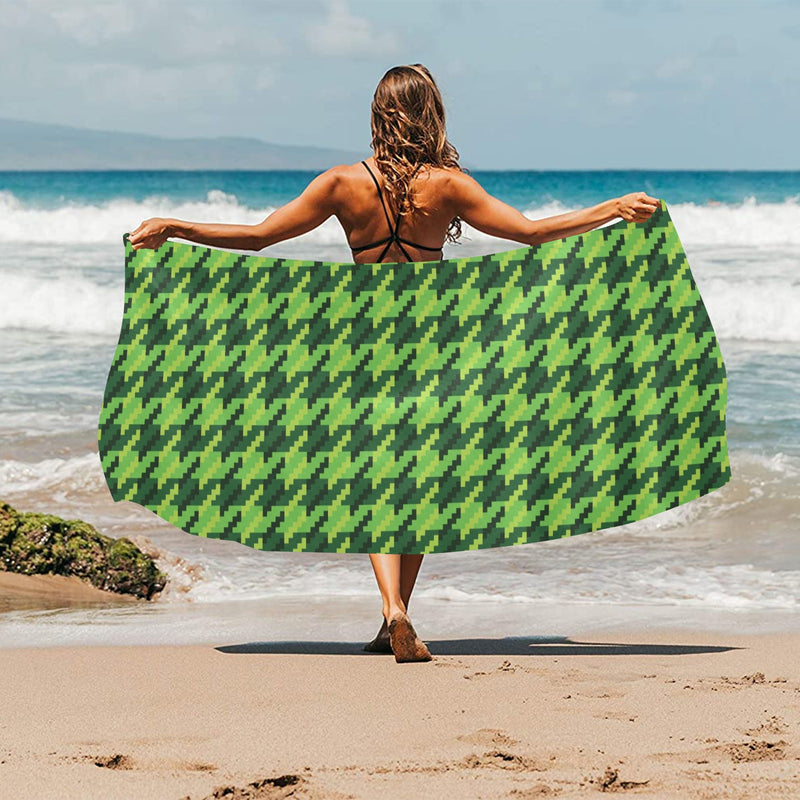 St Patricks Day Houndstooth Pattern Print LKS301 Beach Towel 32" x 71"