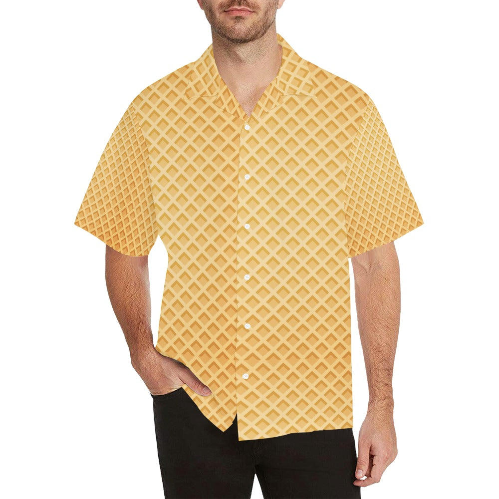Waffle Texture Print Design LKS302 Men's Hawaiian Shirt