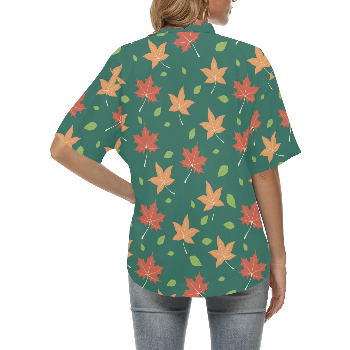 Maple Leaf Pattern Print Design 04 Women's Hawaiian Shirt