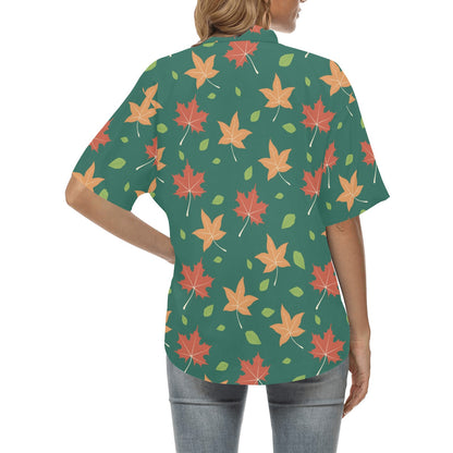 Maple Leaf Pattern Print Design 04 Women's Hawaiian Shirt