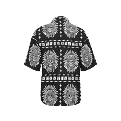 Native American Indian Skull Women's Hawaiian Shirt