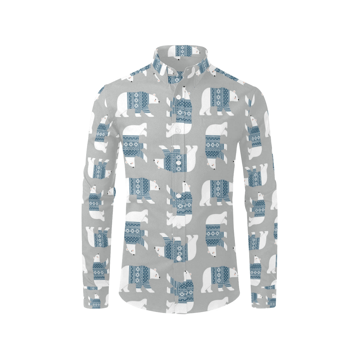 Polar Bear Pattern Print Design A03 Men's Long Sleeve Shirt