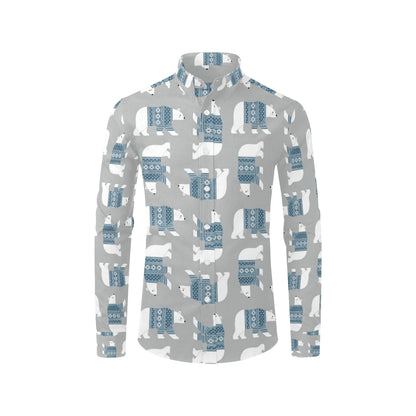 Polar Bear Pattern Print Design A03 Men's Long Sleeve Shirt