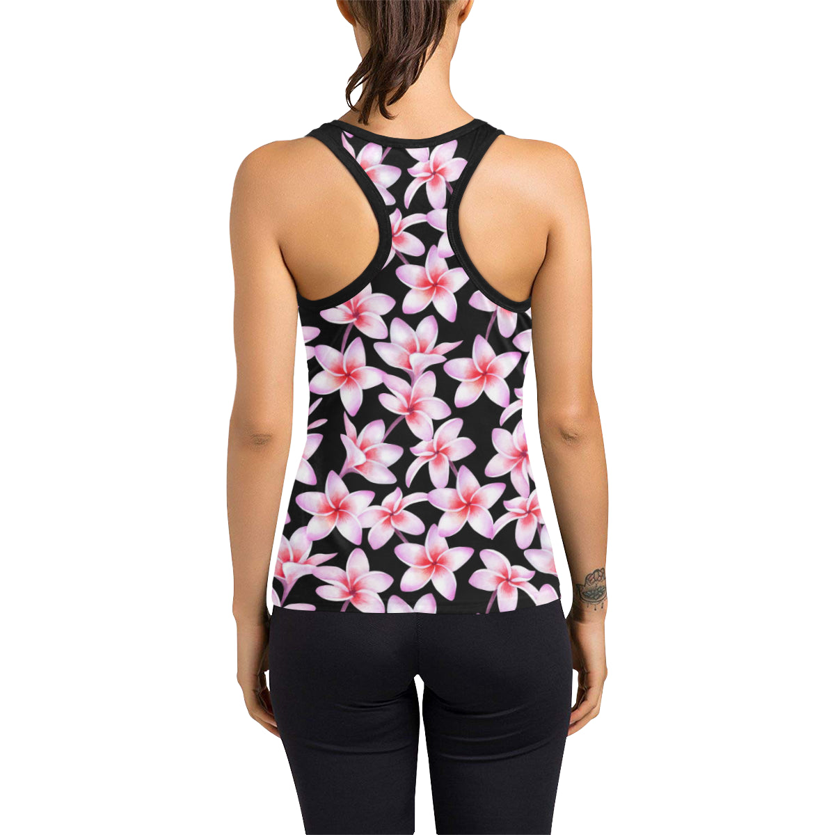 Pink Plumeria Pattern Print Design PM09 Women's Racerback Tank Top