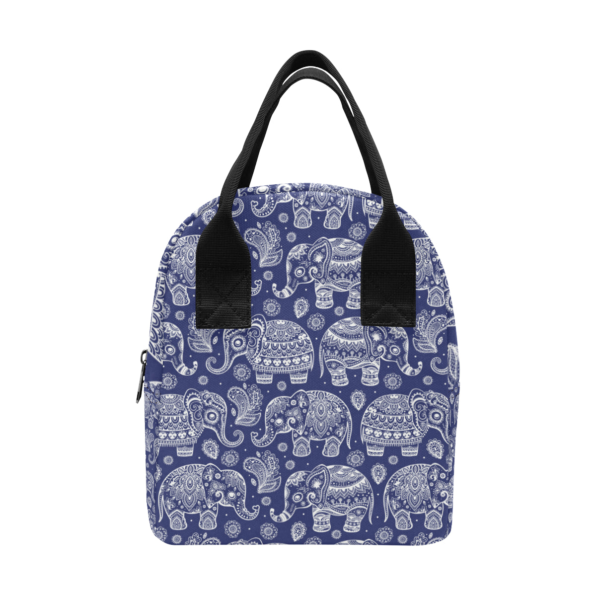 White Elephant Mandala Insulated Lunch Bag