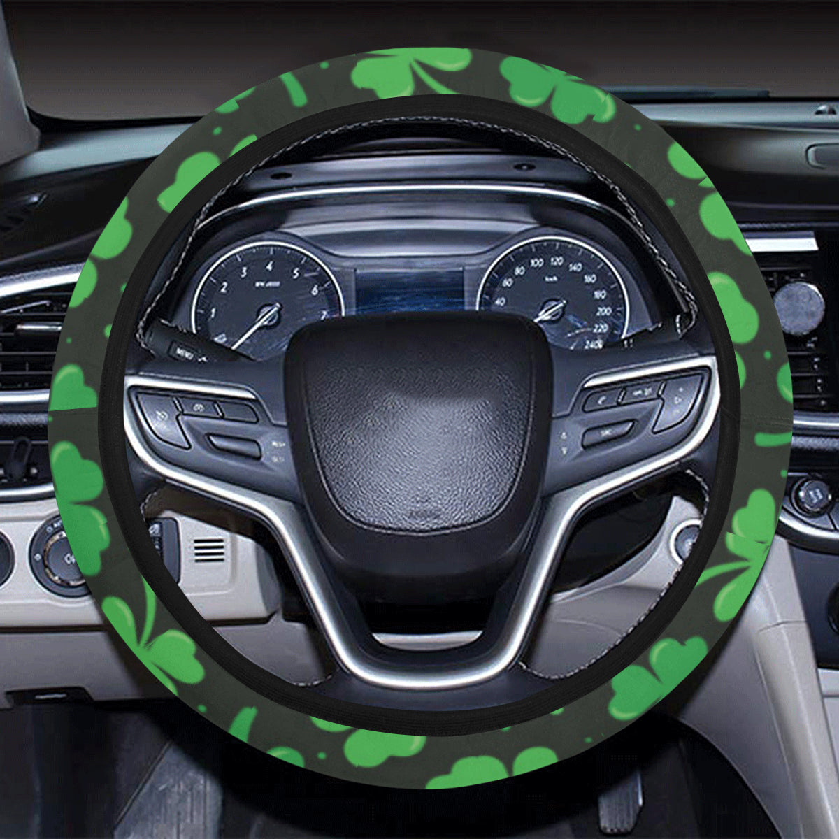 Clover  Pattern Print Design 04 Steering Wheel Cover with Elastic Edge